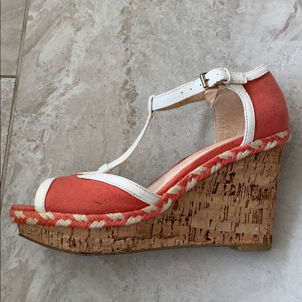 Coral Tommy Hilfiger open toed wedge sandals